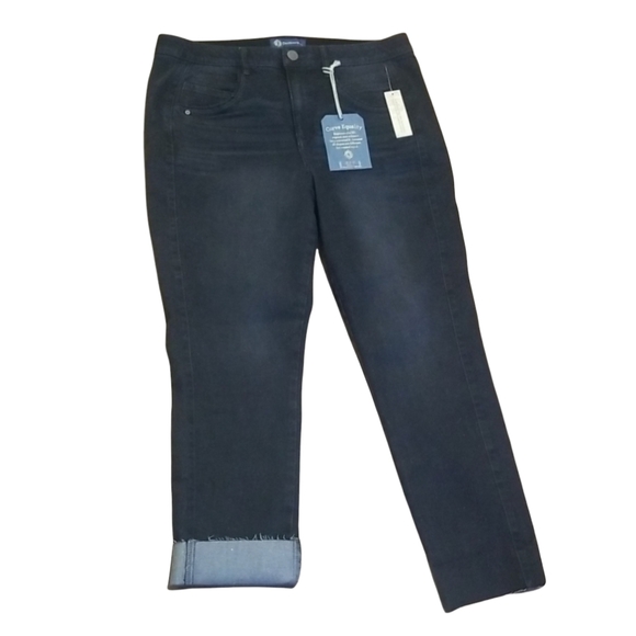 Democracy Denim - Democracy "Ab"solution Raw Hem Jeans Size 14 Black with Silver Sparkles NWT